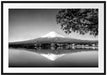 Berg Fujiyama mit herbstlich rotem Baum, Monochrome Passepartout Rechteckig 100
