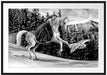 Mädchen reitet auf Einhorn im Winter, Monochrome Passepartout Rechteckig 100