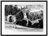 Mädchen reitet auf Einhorn im Winter, Monochrome Passepartout Rechteckig 80