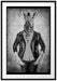 Zebrakopf Menschenkörper mit Lederjacke, Monochrome Passepartout Rechteckig 100