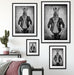Zebrakopf Menschenkörper mit Lederjacke, Monochrome Passepartout Wohnzimmer Rechteckig