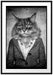 Katzenkopf mit Menschenkörper Blazer, Monochrome Passepartout Rechteckig 100