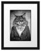 Katzenkopf mit Menschenkörper Blazer, Monochrome Passepartout Rechteckig 30