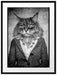 Katzenkopf mit Menschenkörper Blazer, Monochrome Passepartout Rechteckig 80