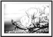 Wunderschöne Magnolien Nahaufnahme, Monochrome Passepartout Rechteckig 100