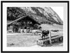 Kühe vor Blochhütte auf Albenweide, Monochrome Passepartout Rechteckig 80