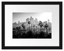 Palmen vor Skyline von Los Angeles, Monochrome Passepartout Rechteckig 30