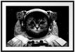 Astronautenkatze im Weltraum, Monochrome Passepartout Rechteckig 100