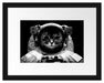 Astronautenkatze im Weltraum, Monochrome Passepartout Rechteckig 30