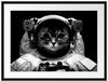 Astronautenkatze im Weltraum, Monochrome Passepartout Rechteckig 80