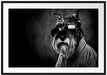 Lustiger Hund mit Hemd und Sonnenbrille, Monochrome Passepartout Rechteckig 100