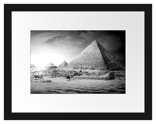 Pyramiden in Ägypten bei Sonnenuntergang, Monochrome Passepartout Rechteckig 30