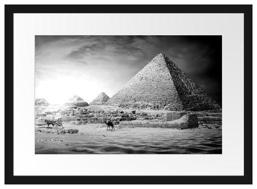 Pyramiden in Ägypten bei Sonnenuntergang, Monochrome Passepartout Rechteckig 40
