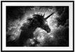 Einhorn Silhouette Galaxie, Monochrome Passepartout Rechteckig 100