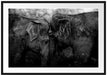 Schmusendes altes Elefantenpaar, Monochrome Passepartout Rechteckig 100