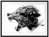 Abstrakter Wolfskopf im Profil, Monochrome Passepartout Rechteckig 80