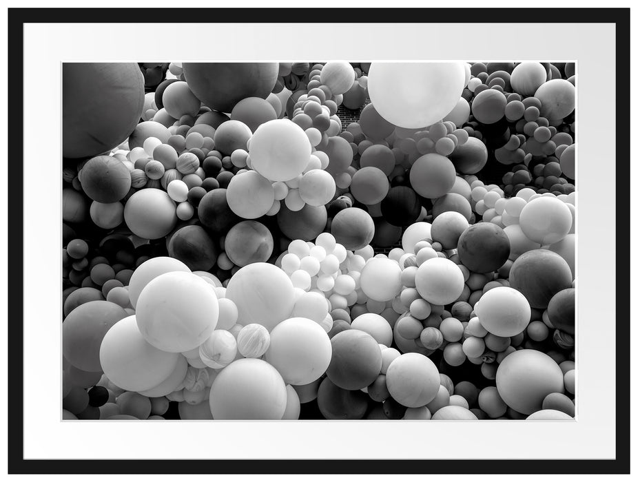 Hunderte bunte Luftballons, Monochrome Passepartout Rechteckig 80
