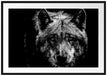 Nahaufnahme Wolf mit gelben Augen, Monochrome Passepartout Rechteckig 100