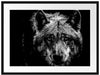 Nahaufnahme Wolf mit gelben Augen, Monochrome Passepartout Rechteckig 80