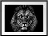 Mächtiger Löwe mit gelben Augen, Monochrome Passepartout Rechteckig 80