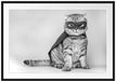 Süße Katze im Superheldenkostüm, Monochrome Passepartout Rechteckig 100