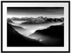 Leuchtender Nebel in Bergtälern, Monochrome Passepartout Rechteckig 80