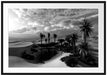 Oase in der Wüste bei Sonnenuntergang, Monochrome Passepartout Rechteckig 100