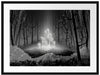 Leuchtende Zauberblumen im Wald, Monochrome Passepartout Rechteckig 80