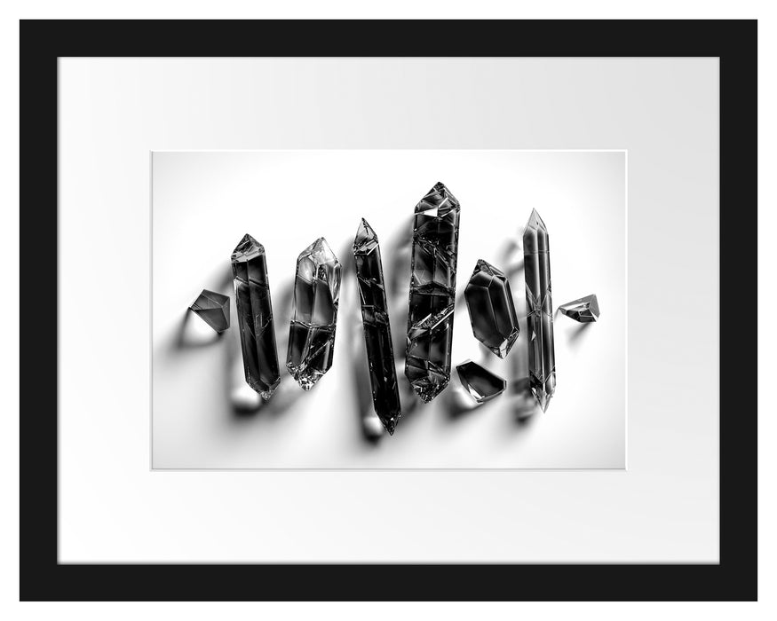 Pixxprint Spirituelle Farbkristalle, Monochrome, im Galerie-Passepartout Bilderrahmen