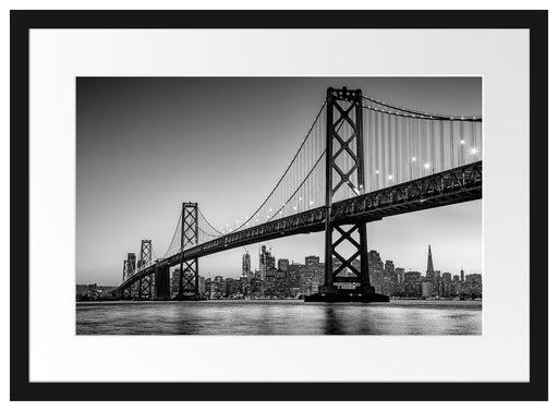 Oakland Bay Brücke bei Sonnenuntergang, Monochrome Passepartout Rechteckig 40