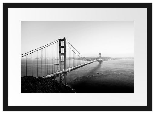 Golden Gate Bridge in der Abenddämmerung, Monochrome Passepartout Rechteckig 40