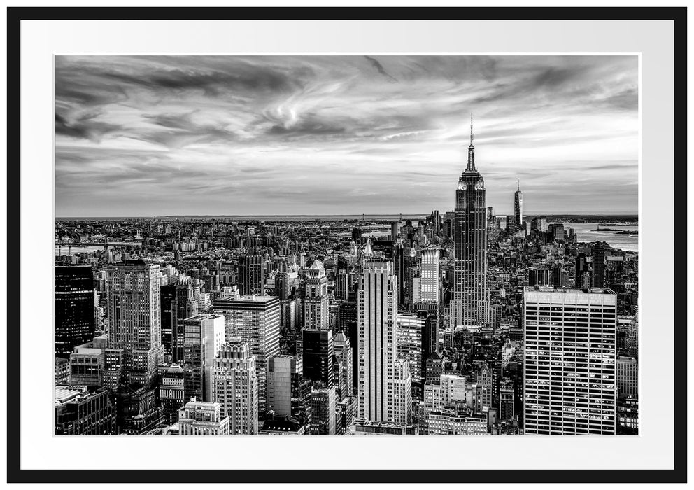 New York City bei Sonnenuntergang, Monochrome Passepartout Rechteckig 100