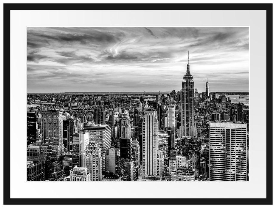 New York City bei Sonnenuntergang, Monochrome Passepartout Rechteckig 80