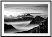 Vernebelte Berge bei Sonnenaufgang, Monochrome Passepartout Rechteckig 100