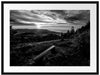 Bank auf Berggipfel bei Sonnenuntergang, Monochrome Passepartout Rechteckig 80