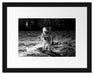 Einsamer Astronaut auf dem Mond, Monochrome Passepartout Rechteckig 30