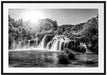 Wasserfälle im Herbst bei Sonnenuntergang, Monochrome Passepartout Rechteckig 100