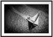 Einsames Segelboot auf dem Meer, Monochrome Passepartout Rechteckig 100