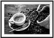 Espressotasse mit Kaffeebohnen, Monochrome Passepartout Rechteckig 100