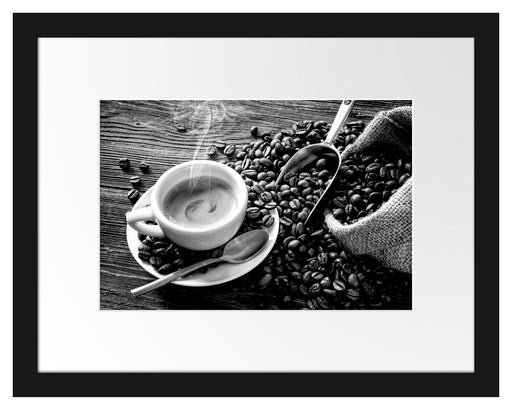 Espressotasse mit Kaffeebohnen, Monochrome Passepartout Rechteckig 30