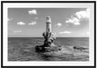 Leuchtturm auf kleiner Insel im Meer, Monochrome Passepartout Rechteckig 100
