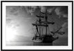 Großes Segelschiff im Sonnenuntergang, Monochrome Passepartout Rechteckig 100