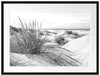 Grasige Dünenlandschaft am Meer, Monochrome Passepartout Rechteckig 80