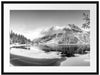 Winterlandschaft mit gefrorenem Bergsee, Monochrome Passepartout Rechteckig 80