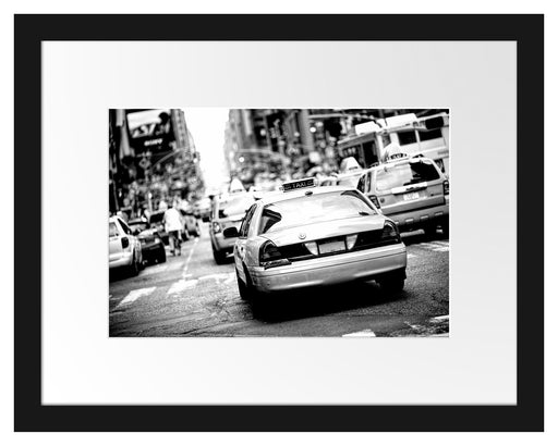 Gelbe Taxis am Times Square in New York, Monochrome Passepartout Rechteckig 30