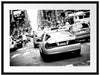 Gelbe Taxis am Times Square in New York, Monochrome Passepartout Rechteckig 80