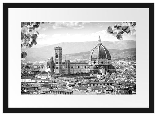 Hausdächer und Kirche in Florenz, Monochrome Passepartout Rechteckig 40