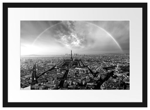 Panorama Regenbogen über Paris, Monochrome Passepartout Rechteckig 40