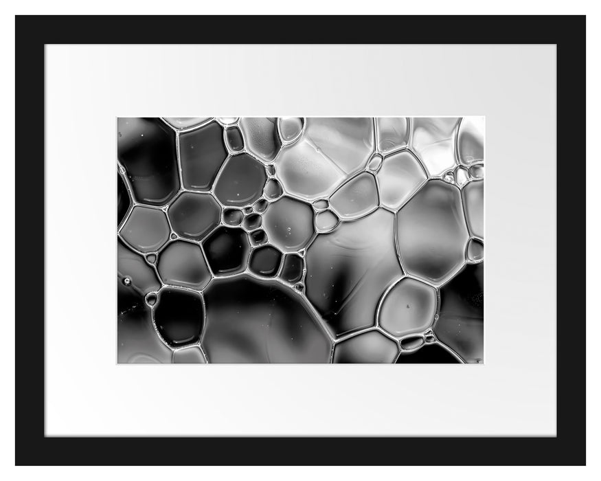 Pixxprint Makroaufnahme Wasserblasen, Monochrome, im Galerie-Passepartout Bilderrahmen