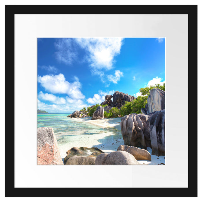 Seychellen Strand Passepartout Quadratisch 40x40